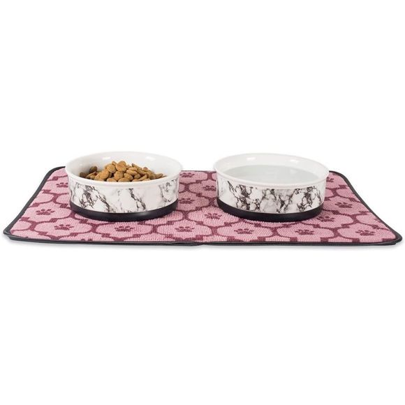 NIB!! Bone Dry Pet Bowl Collection Ceramic Set, Medium, Marble, 2 Count - Picture 2 of 7